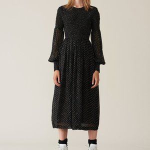 Ganni, Printed Georgette Smock Dress